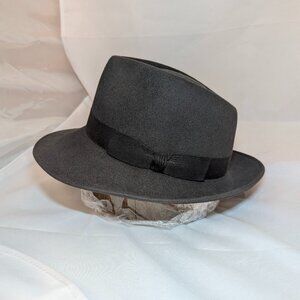 Y2K Vintage Makins Fedora Hat Fits Size M Gray with Black Hatband - 7 1/8